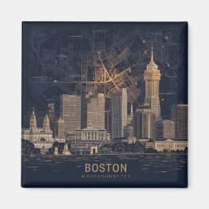 Íman Boston, horizonte da cidade de Massachusetts com m
