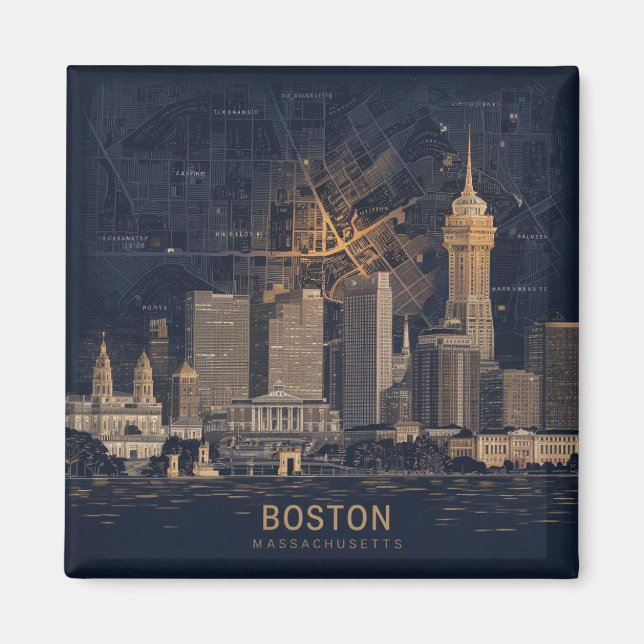 Íman Boston, horizonte da cidade de Massachusetts com m (Frente)