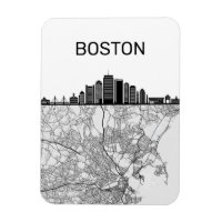 Boston Massachusetts City Skyline com Mapa
