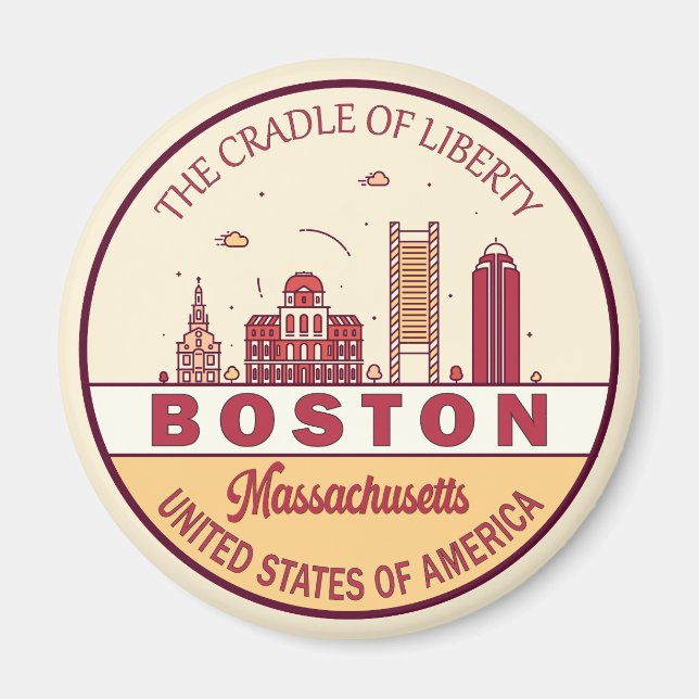 Íman Boston Massachusetts Skyline Emblem (Frente)