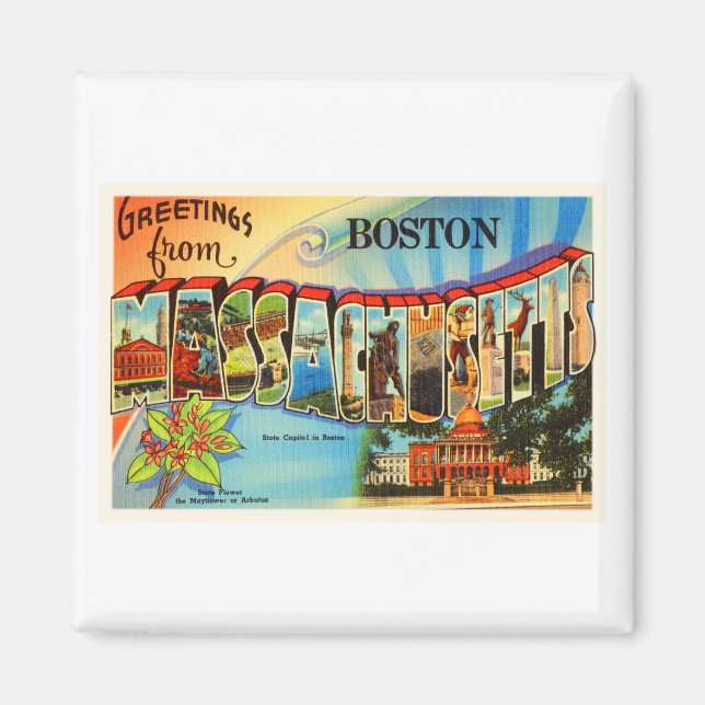 Íman Boston nº 2 MÃES de Massachusetts Souvenir (Frente)