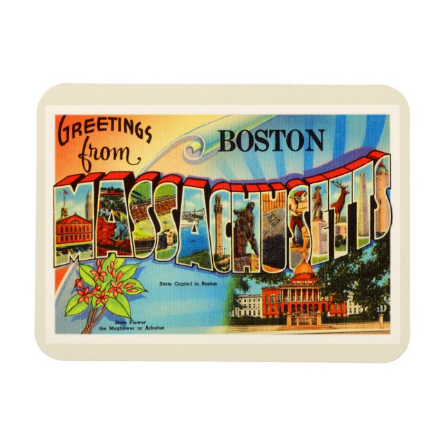 Íman Boston nº 2 MÃES de Massachusetts Souvenir (Horizontal)