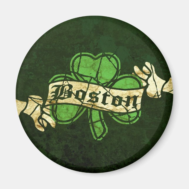 Íman Boston Shamrock Vintage Style (Frente)