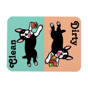 Íman Boston Terrier Cartoon Suja / Limpo