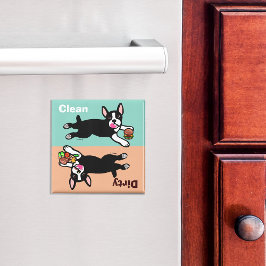 Íman Boston Terrier Cartoon Suja / Limpo