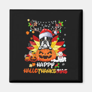 Íman Boston Terrier Dog Halloween E Feliz Natal