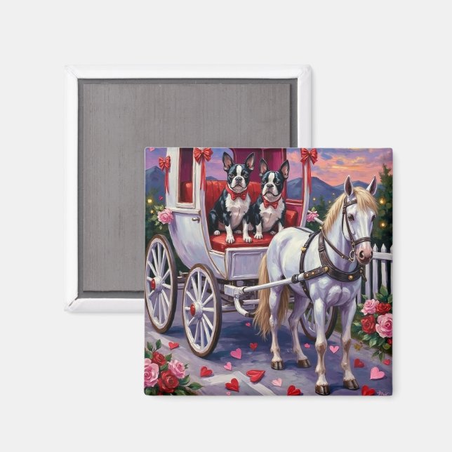 Íman Boston Terrier  Dog Valentine's Day (Front/Back)