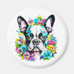 Íman Boston Terrier e Flores