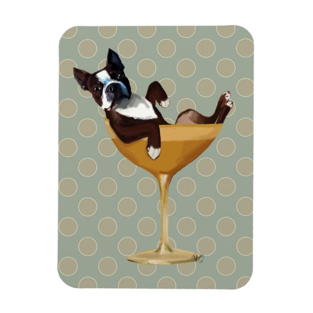 Íman Boston Terrier em Copktail Glass (Vertical)