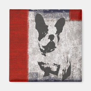 Íman Boston Terrier em preto e branco com beira