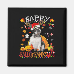 Íman Boston Terrier Halloween Cachorro Feliz de Natal
