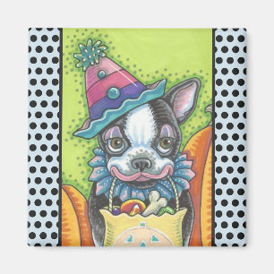 Íman BOSTON TERRIER HALLOWEEN CLOWN, MAGNET Square