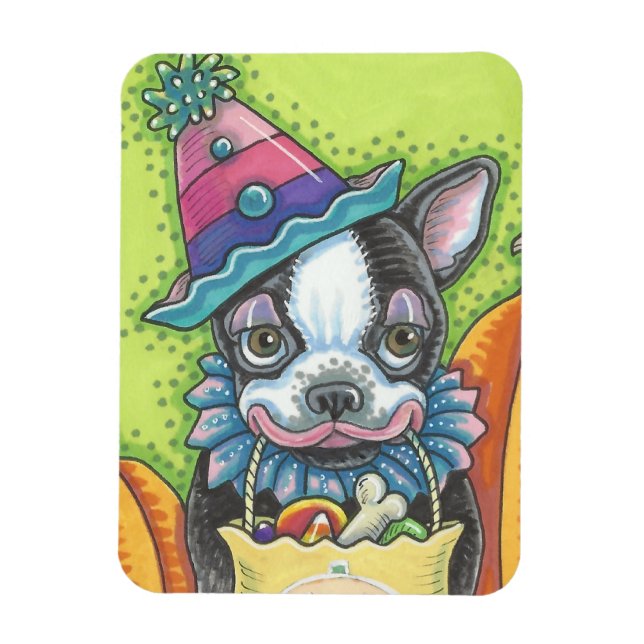 ÍMAN  BOSTON TERRIER HALLOWEEN CLOWN, UM POUCO MAGNET DE (Vertical)