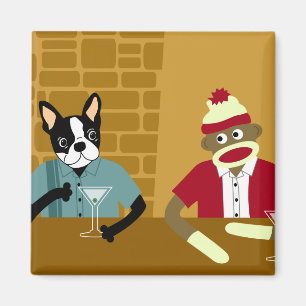 Íman Boston Terrier & macaco da peúga