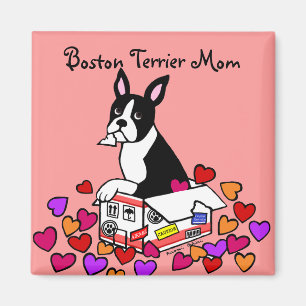 Íman Boston Terrier nos desenhos animados da caixa