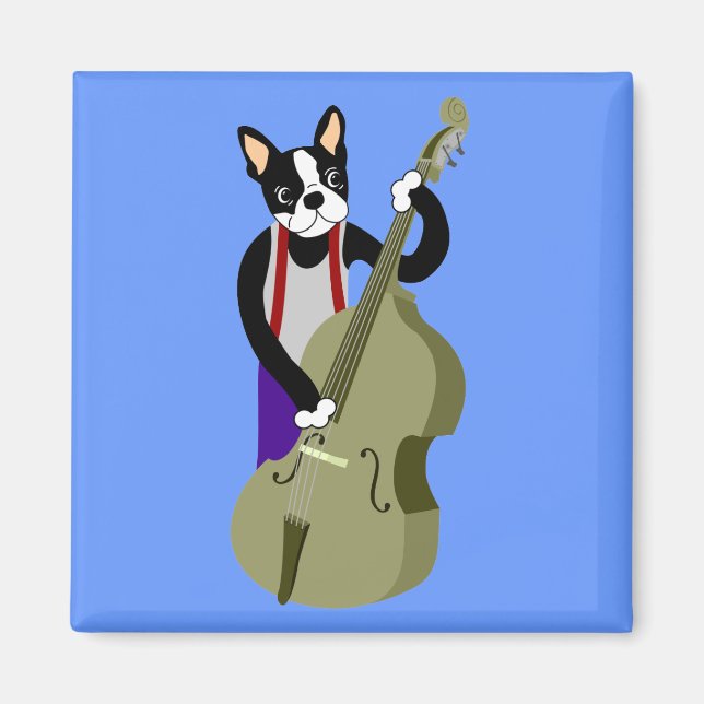 Íman Boston Terrier Upright Bass Player (Frente)