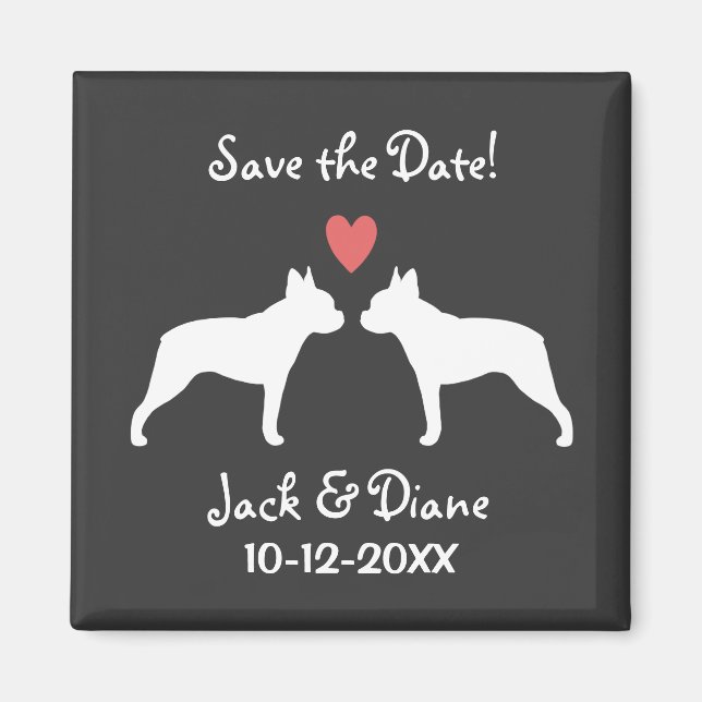 Íman Boston Terriers Casou Salve a Data (Frente)