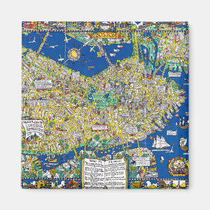 Íman Boston vintage — mapa antigo da cidade dos EUA