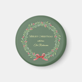 Íman Botanical Christmas Wreath Modern Script