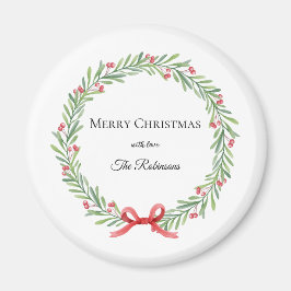 Íman Botanical Christmas Wreath Modern Script