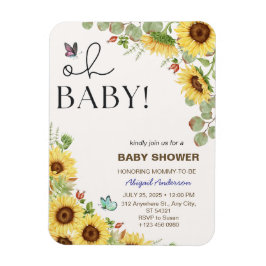 Íman Botanical Floral Girls Baby Shower Invitations