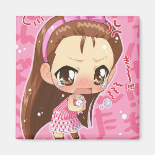 Íman Botão 2 da menina do Anime de Chibi