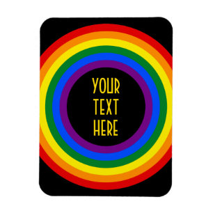 Íman BOTÃO DA BANDEIRA DO ARCO-ÍRIS + seu sinal ou te
