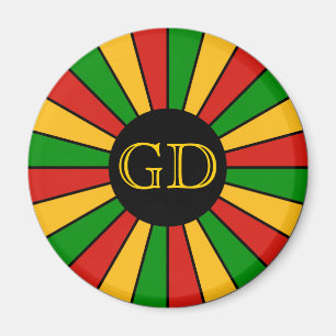 Íman BOTÃO DA BANDEIRA RASTAFARI RAIOS + seu signo ou m