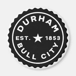 Íman Botão Data da Cidade de Durham Bull