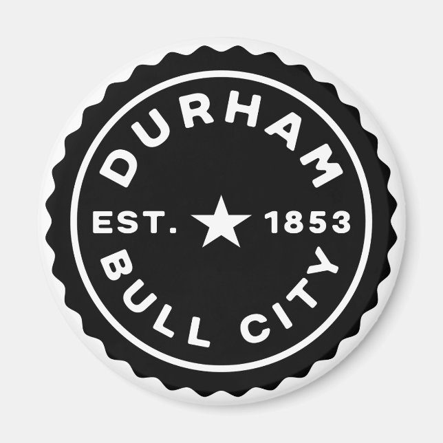Íman Botão Data da Cidade de Durham Bull (Frente)