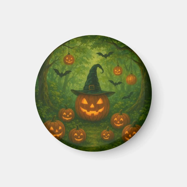 Íman Botão de Halloween que combina com a natureza (Frente)