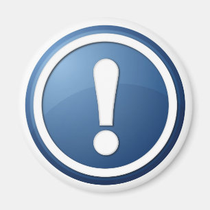 Íman botão de ponto de exclamação azul