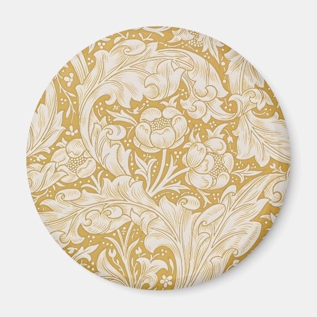 Íman Botão de Solteiro Floral Dourado William Morris (Frente)