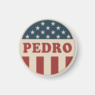 Íman Botão de Voto Retro-Americano Clássico de Pedro