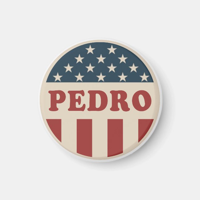 Íman Botão de Voto Retro-Americano Clássico de Pedro (Frente)