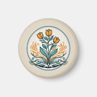 Íman Botão Floral Laranja