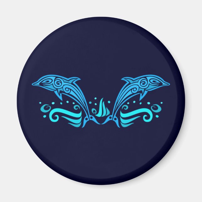 Íman Botão Golfinhos Tribal (Frente)