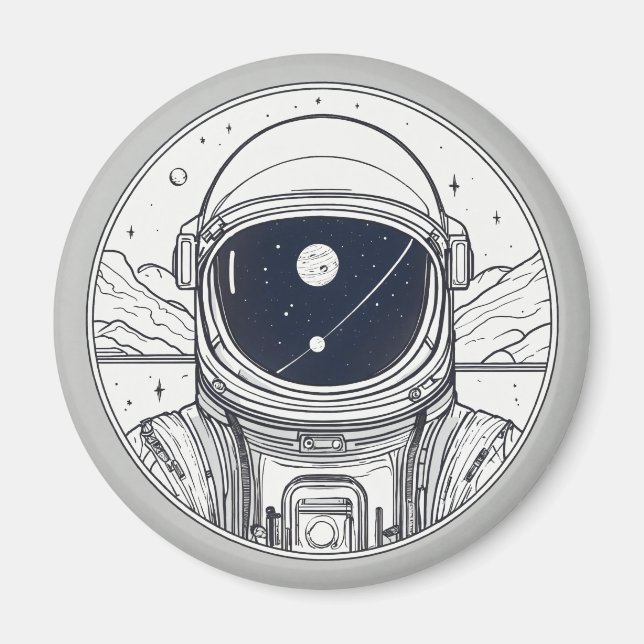 Íman Botão Magnet com design de espaço (Frente)