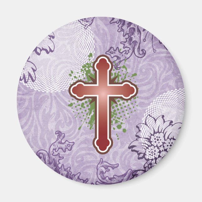 Íman Botão mole cruzado, vermelho sólido bg (Frente)