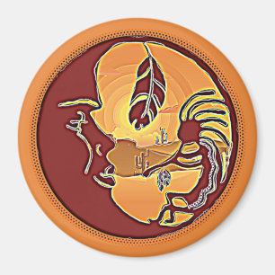 Íman Botão Paisagem - Lua Kokopelli Feather 1