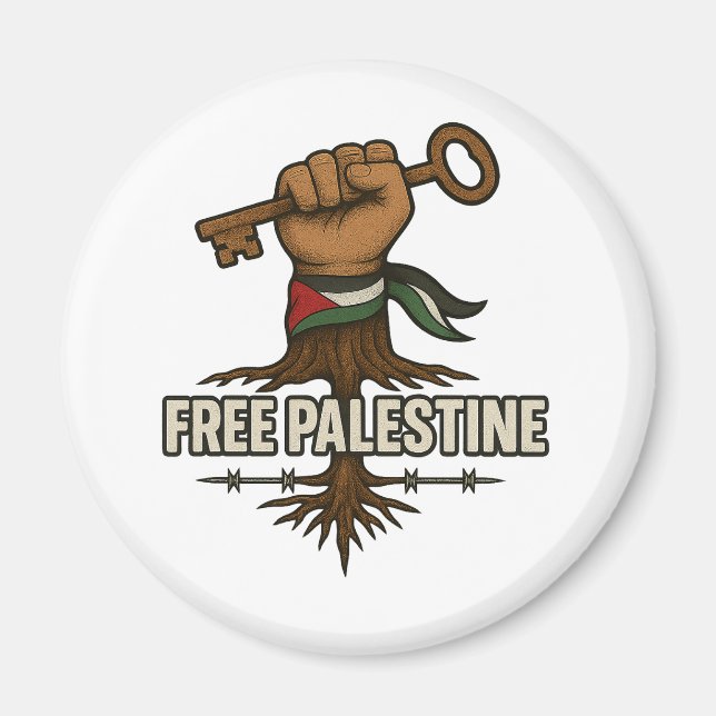 Íman Botão Palestina Livre – Poder e Solidariedade (Frente)