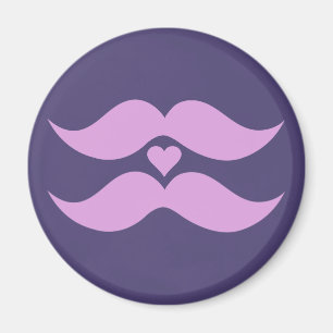 Íman Botão personalizado Pink Mustaches