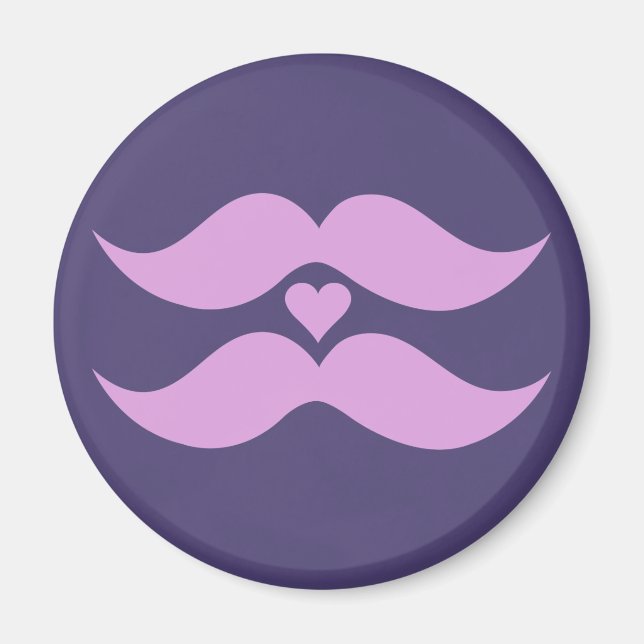 Íman Botão personalizado Pink Mustaches (Frente)