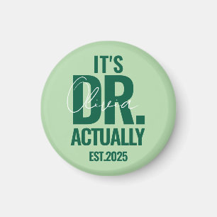 Íman Botão Verde Escuro com Nome de Dr. Personalizado M
