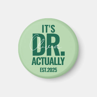 Íman Botão Verde Escuro com Nome de Dr. Personalizado M