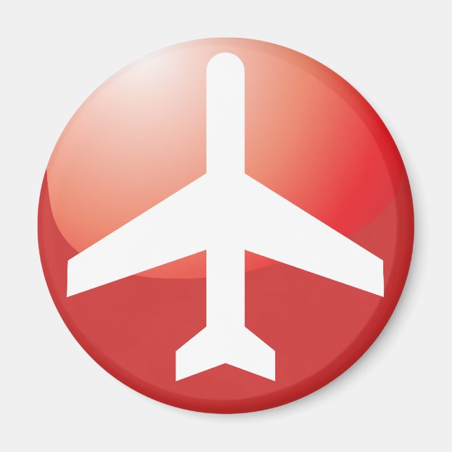 Íman Botão Vermelho do Avião (Frente)