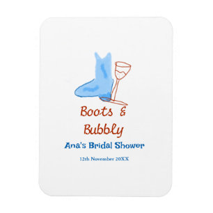 Íman Botas & champanhe borbulhante fralda de noiva azul