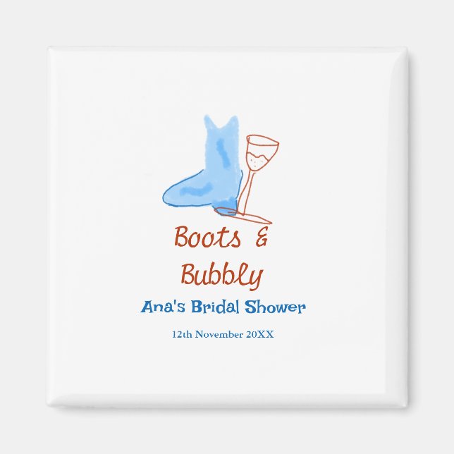 Íman Botas & champanhe borbulhante fralda de noiva azul (Frente)