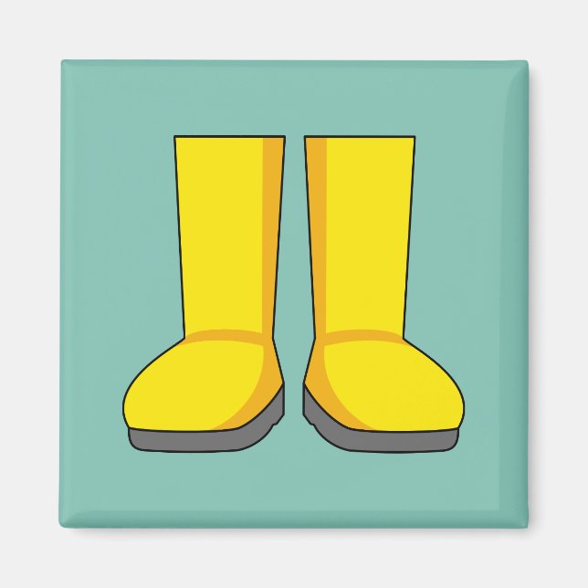 Íman Botas de Borracha Amarela para Chuva (Frente)