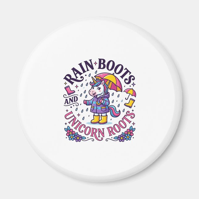 Íman Botas de Chuva de Unicórnio e Camisa Comercial Uni (Frente)